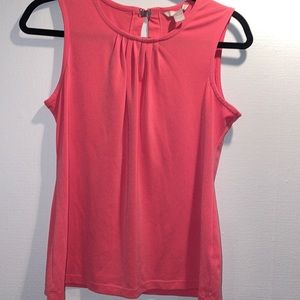 Banana Republic Petite Small Coral Sleeveless Pleated front Top